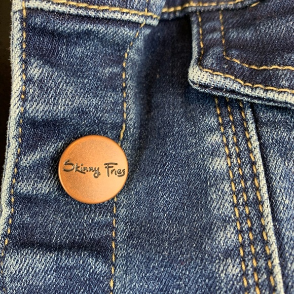 Skinny Fries distressed stretch blue denim jean jacket, size s - Picture 4 of 9